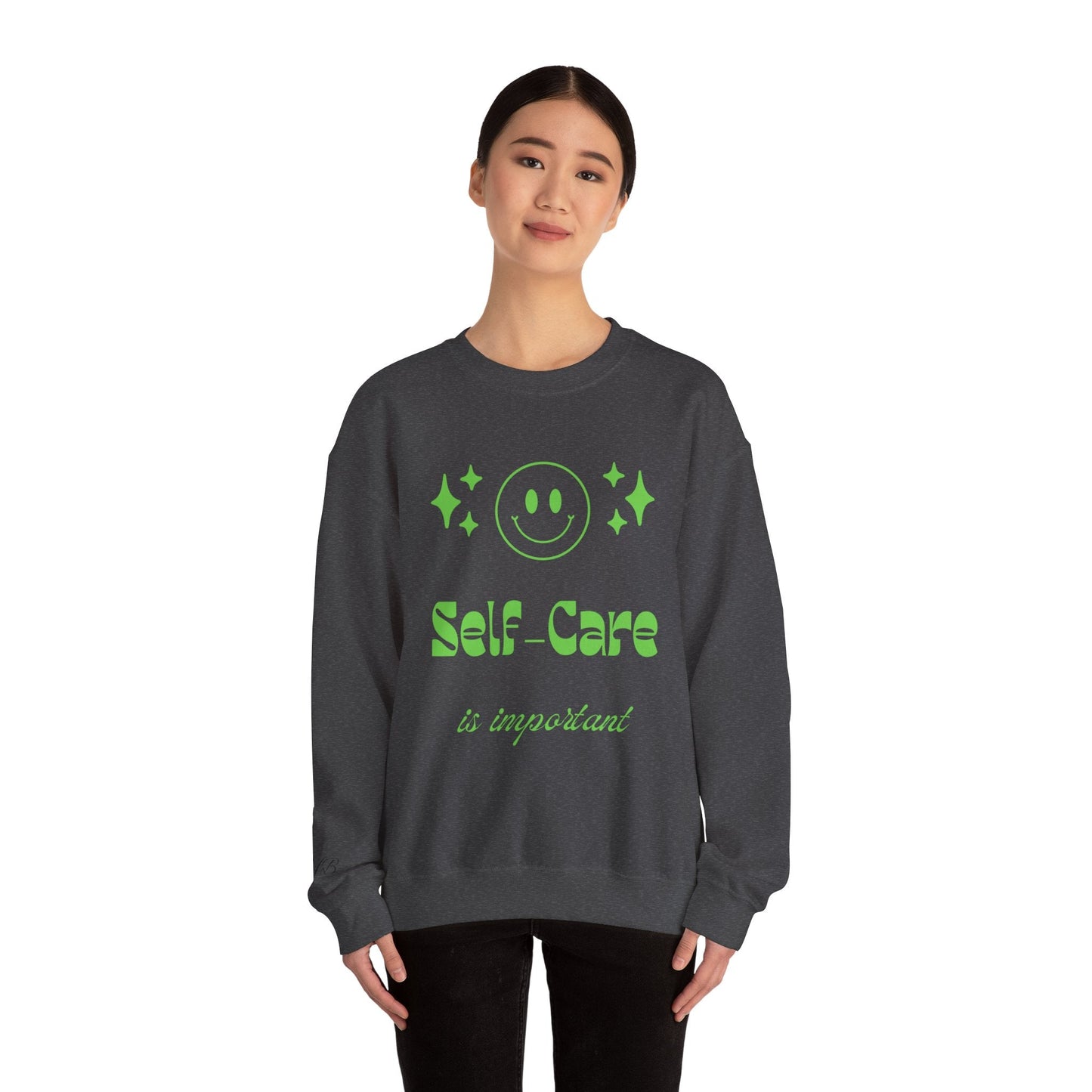 Self Care Ghost Sweatshirt | Cute Green Ghost Self - Care Crewneck - Quotes To Heal By