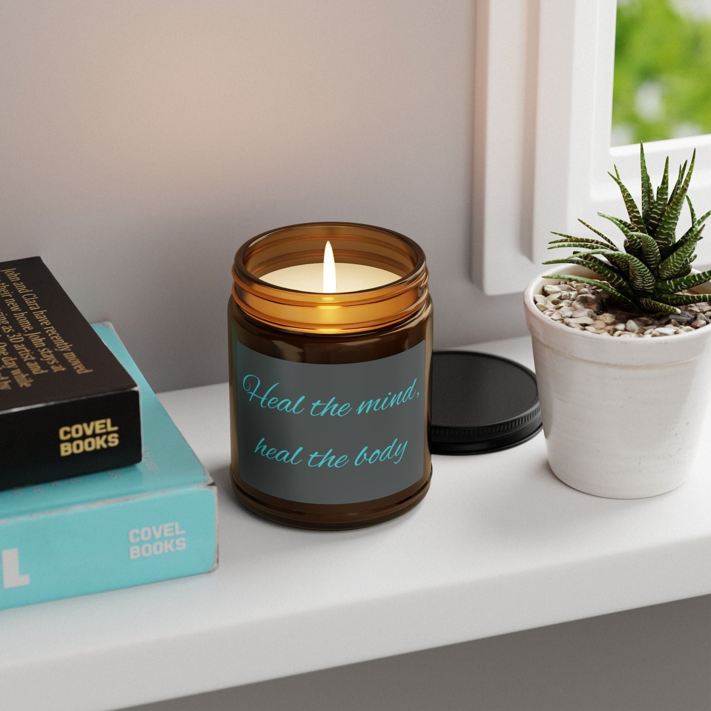 Soy Candle — "Heal the Mind, Heal the Body" Amber Jar (Aromatherapy, Multi - Size) - Quotes To Heal By