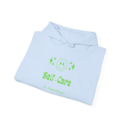 Hoodie - "Self - Care" Neon Green Graphic Hoodie - Quotes To Heal By