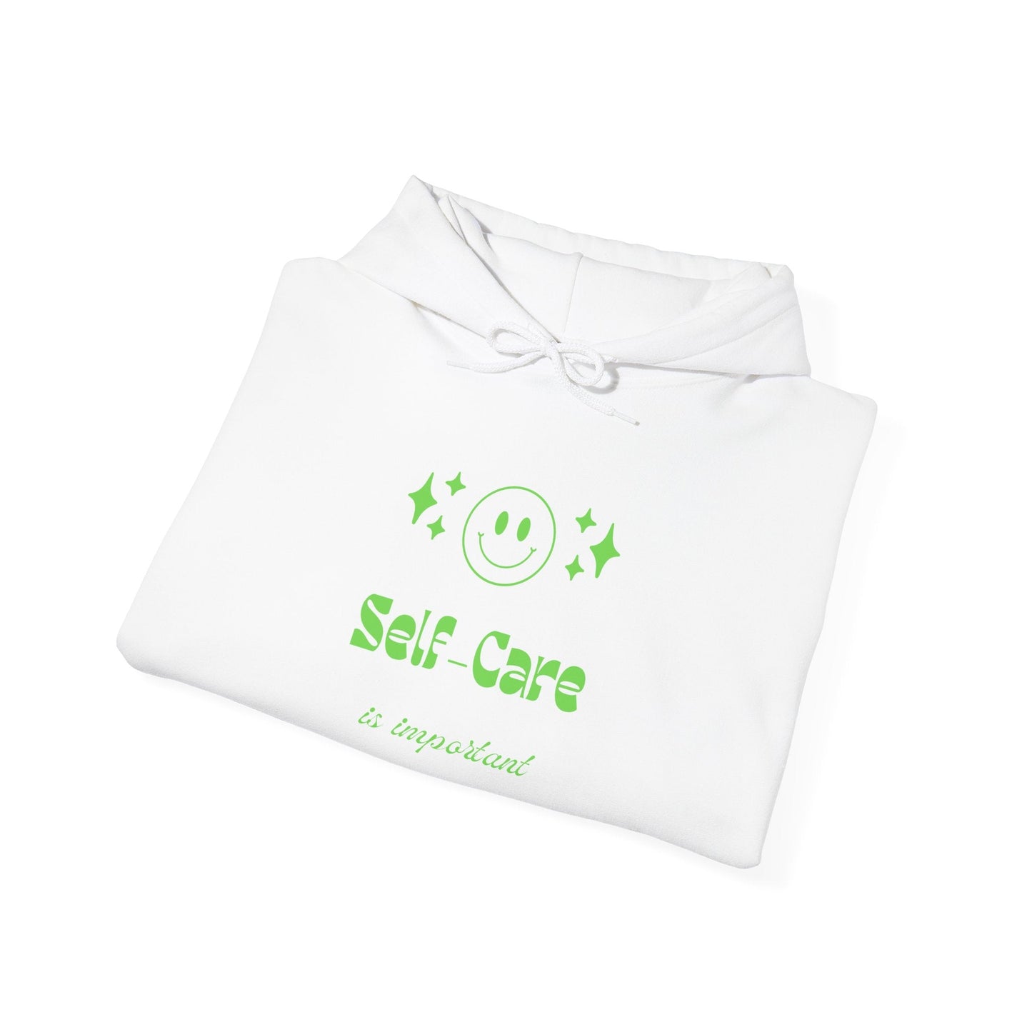Hoodie - "Self - Care" Neon Green Graphic Hoodie - Quotes To Heal By
