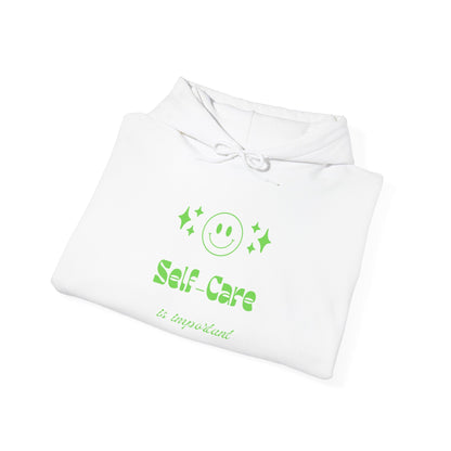 Hoodie - "Self - Care" Neon Green Graphic Hoodie - Quotes To Heal By