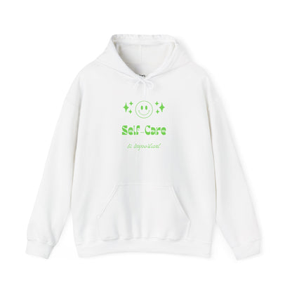Hoodie - "Self - Care" Neon Green Graphic Hoodie - Quotes To Heal By