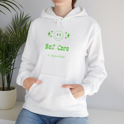 Hoodie - "Self - Care" Neon Green Graphic Hoodie - Quotes To Heal By