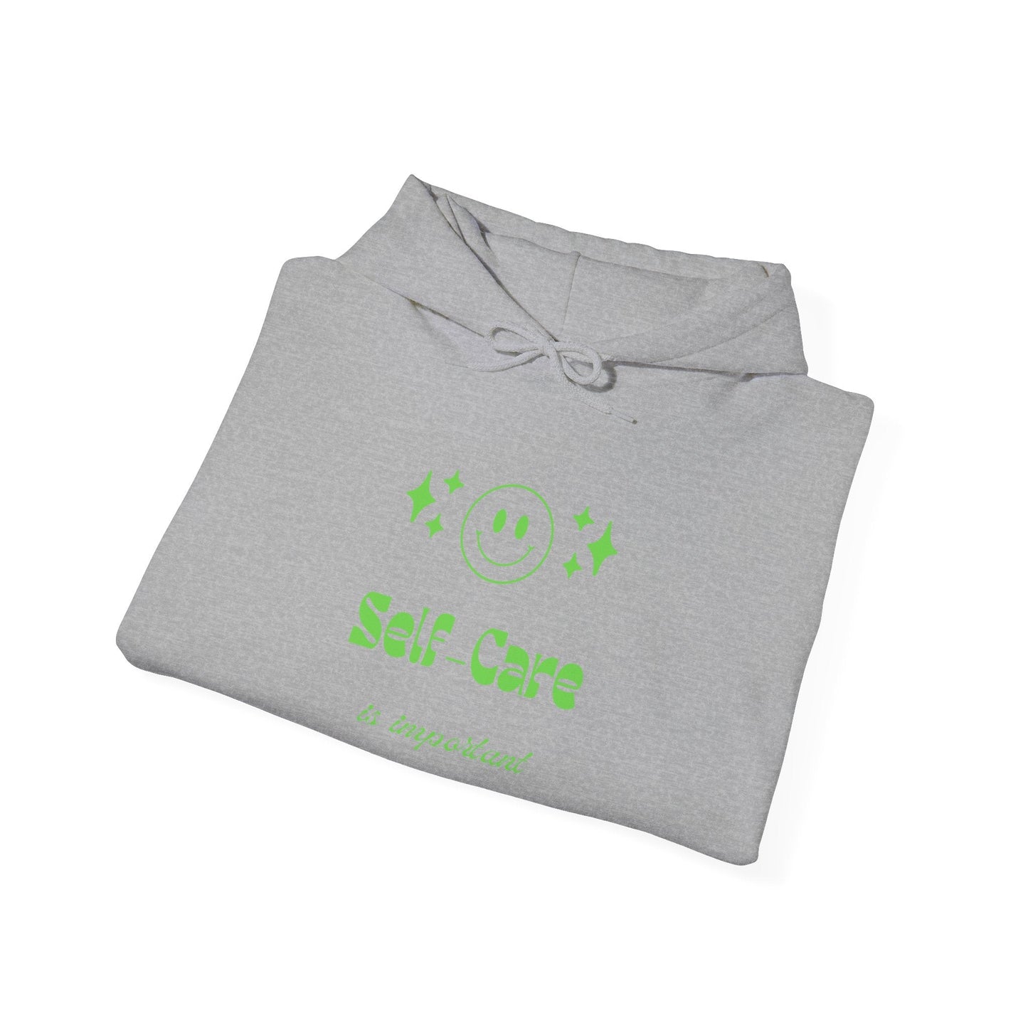 Hoodie - "Self - Care" Neon Green Graphic Hoodie - Quotes To Heal By