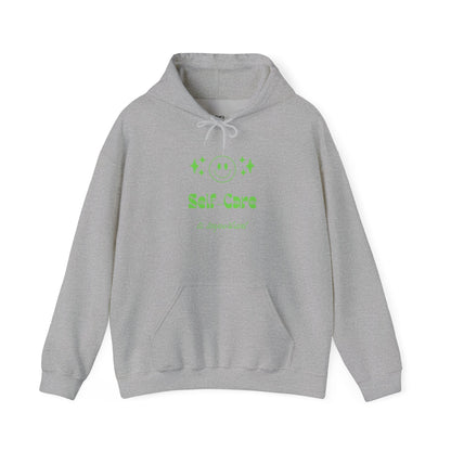 Hoodie - "Self - Care" Neon Green Graphic Hoodie - Quotes To Heal By