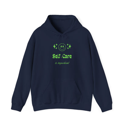 Hoodie - "Self - Care" Neon Green Graphic Hoodie - Quotes To Heal By