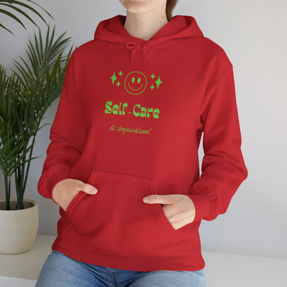 Hoodie - "Self - Care" Neon Green Graphic Hoodie - Quotes To Heal By