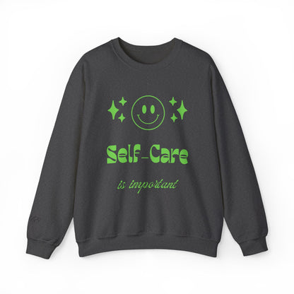 Self Care Ghost Sweatshirt | Cute Green Ghost Self - Care Crewneck - Quotes To Heal By