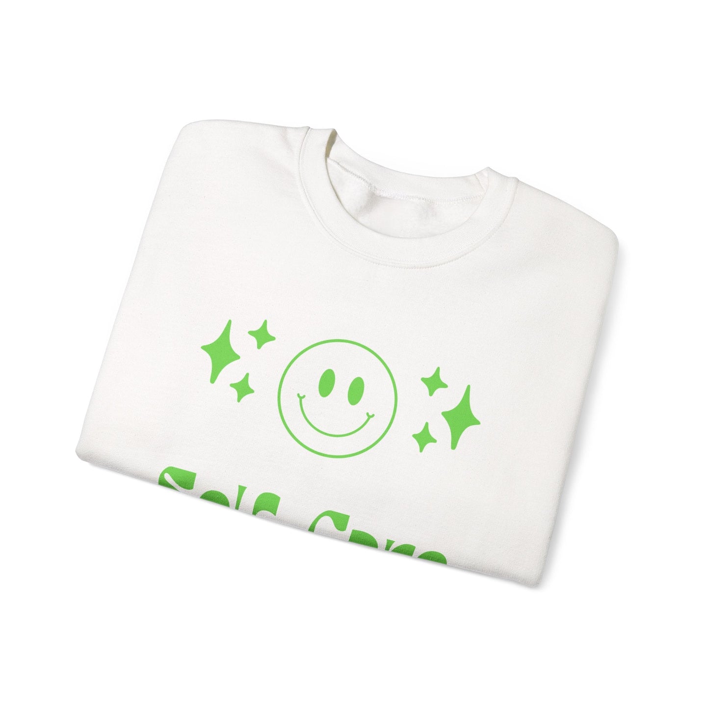 Self Care Ghost Sweatshirt | Cute Green Ghost Self - Care Crewneck - Quotes To Heal By