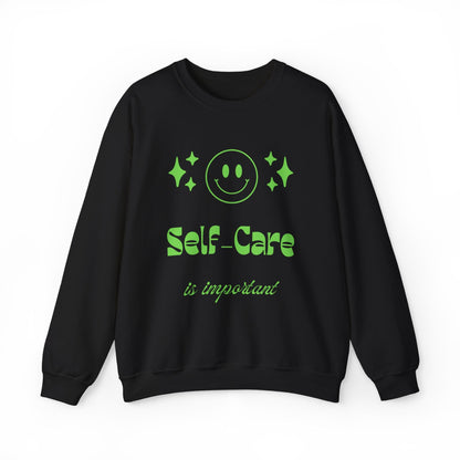 Self Care Ghost Sweatshirt | Cute Green Ghost Self - Care Crewneck - Quotes To Heal By