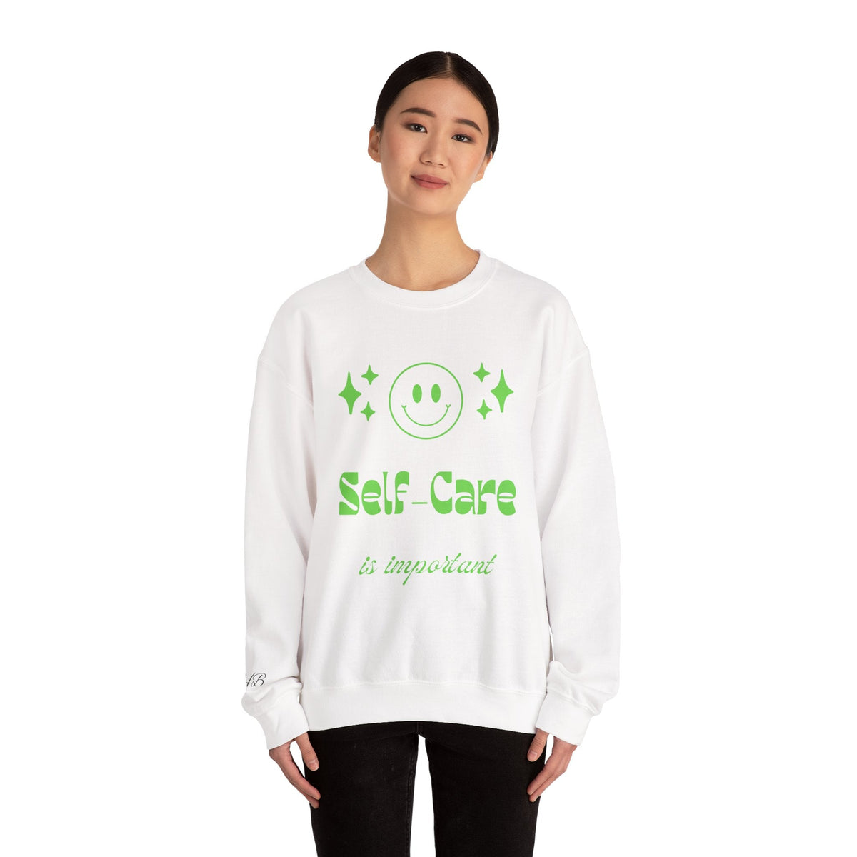 Self Care Ghost Sweatshirt | Cute Green Ghost Self - Care Crewneck - Quotes To Heal By