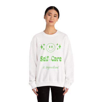 Self Care Ghost Sweatshirt | Cute Green Ghost Self - Care Crewneck - Quotes To Heal By