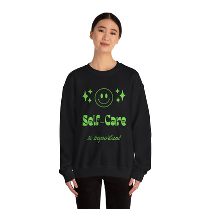 Self Care Ghost Sweatshirt | Cute Green Ghost Self - Care Crewneck - Quotes To Heal By