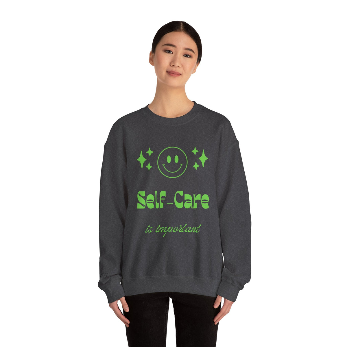 Self Care Ghost Sweatshirt | Cute Green Ghost Self - Care Crewneck - Quotes To Heal By
