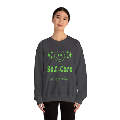 Self Care Ghost Sweatshirt | Cute Green Ghost Self - Care Crewneck - Quotes To Heal By