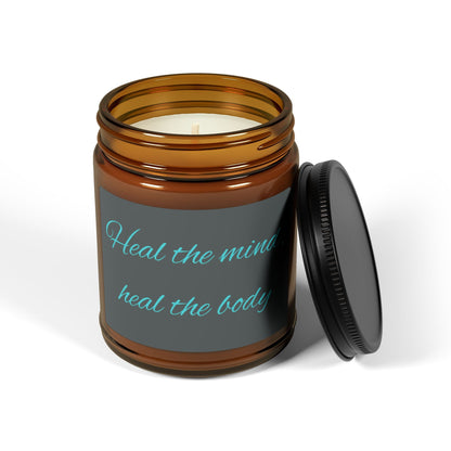 Soy Candle — "Heal the Mind, Heal the Body" Amber Jar (Aromatherapy, Multi - Size) - Quotes To Heal By