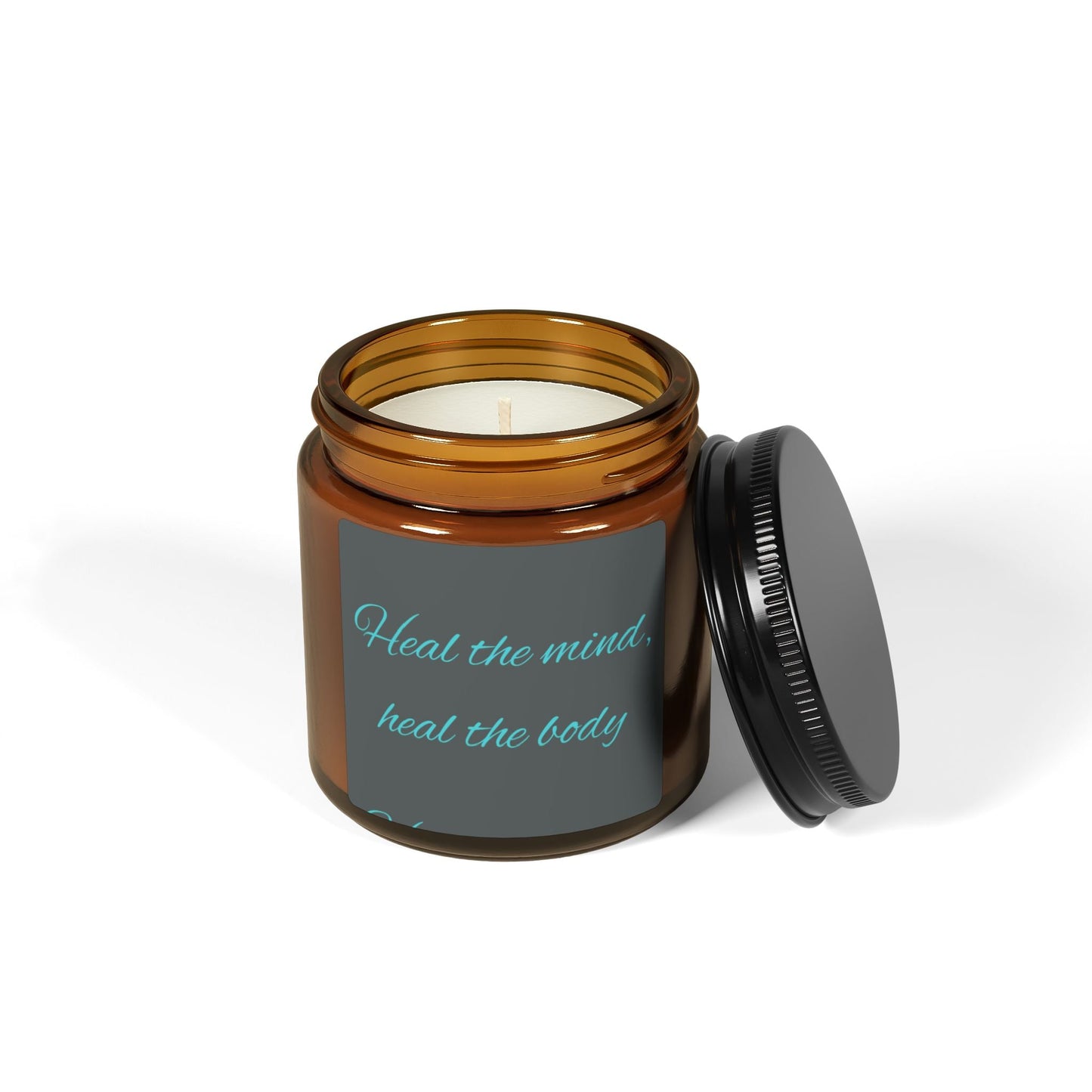 Soy Candle — "Heal the Mind, Heal the Body" Amber Jar (Aromatherapy, Multi - Size) - Quotes To Heal By