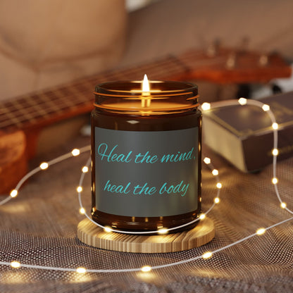 Soy Candle — "Heal the Mind, Heal the Body" Amber Jar (Aromatherapy, Multi - Size) - Quotes To Heal By